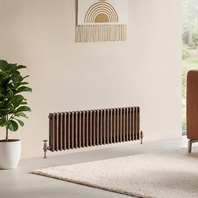 B&Q -  Corwin Rustic Copper Triple Column Horizontal Traditional Cast Iron Style Radiator (W)1190mm (H)400mm
