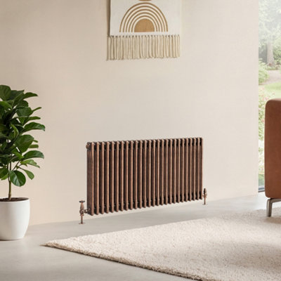 B&Q -  Corwin Rustic Copper Triple Column Horizontal Traditional Cast Iron Style Radiator (W)1190mm (H)600mm