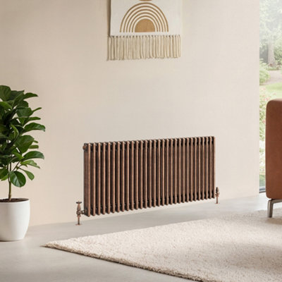 B&Q -  Corwin Rustic Copper Triple Column Horizontal Traditional Cast Iron Style Radiator (W)1370mm (H)600mm