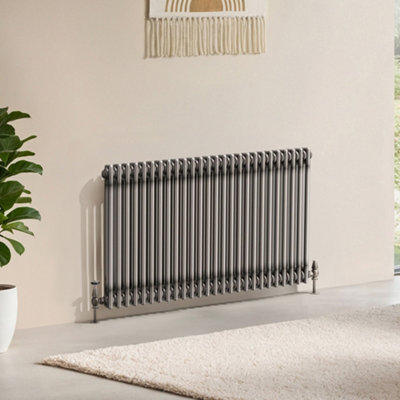B&Q -  Corwin Raw Metal Double Column Horizontal Traditional Cast Iron Style Radiator (W)1190mm (H)600mm