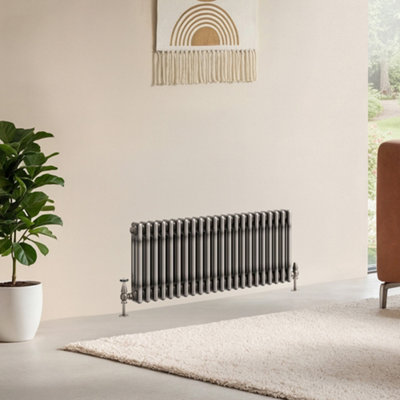 B&Q -  Corwin Raw Metal Triple Column Horizontal Traditional Cast Iron Style Radiator (W)1010mm (H)400mm