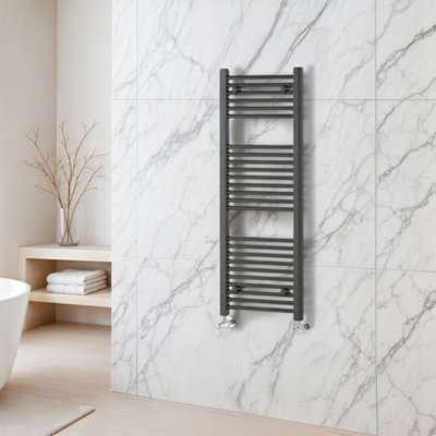 Plum&clay Triton Gun Grey Heated Towel Radiator Rail (H)1200mm (W)500mm from B&Q