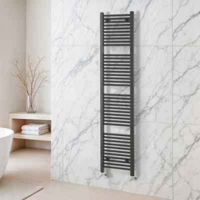 Plum&clay Triton Gun Grey Heated Towel Radiator Rail (H)1800mm (W)400mm from B&Q