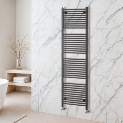 Plum&clay Triton Gun Grey Heated Towel Radiator Rail (H)1800mm (W)600mm from B&Q