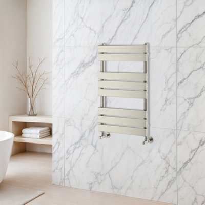 B&Q -  Ruby Brushed Nickel Heated Towel Radiator Rail (H)800mm (W)500mm