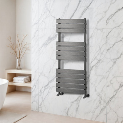 B&Q -  Ruby Gun Grey Heated Towel Radiator Rail (H)1200mm (W)500mm