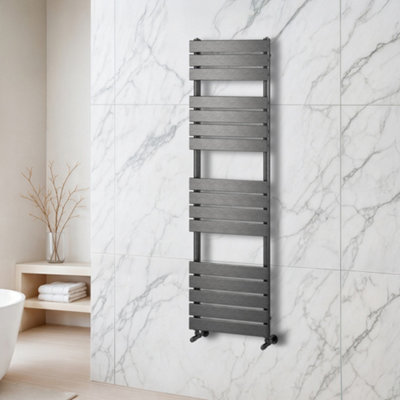 B&Q -  Ruby Gun Grey Heated Towel Radiator Rail (H)1600mm (W)500mm