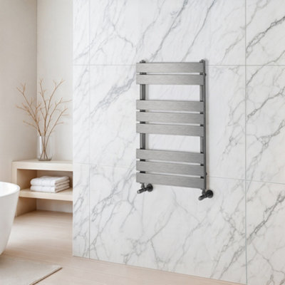 B&Q -  Ruby Gun Grey Heated Towel Radiator Rail (H)800mm (W)500mm