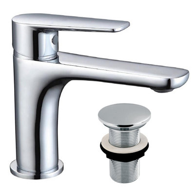 Plum&clay Ramsay Chrome Deck-Mounted Basin Mono Mixer Tap With Waste from B&Q