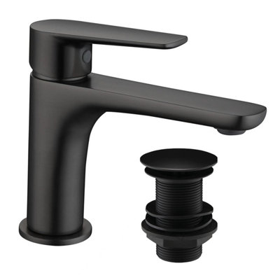 Plum&clay Ramsay Matt Black Deck-Mounted Basin Mono Mixer Tap With Waste from B&Q