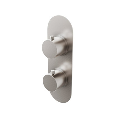 Plum&clay Emilia Round Brushed Nickel Concealed Thermostatic Shower Valve Dual Control With Single Outlet from B&Q