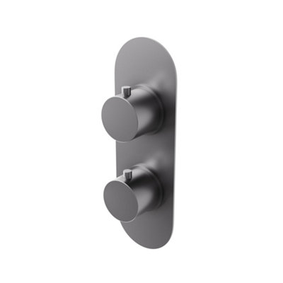 Plum&clay Emilia Round Gun Grey Concealed Thermostatic Shower Valve Dual Control With Single Outlet from B&Q