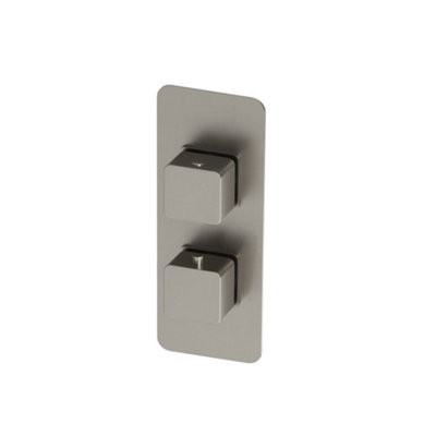 Plum&clay Alberto Square Brushed Nickel Concealed Thermostatic Shower Valve Dual Control With Dual Outlet from B&Q