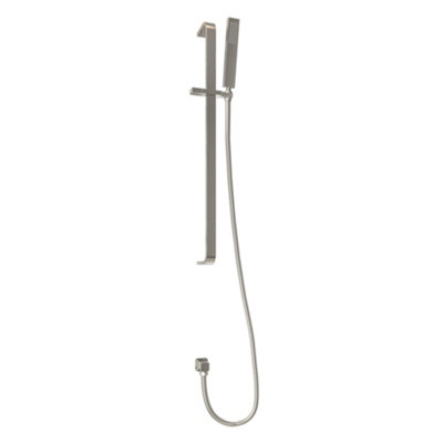 Plum&clay Alberto Modern Brushed Nickel Shower Slider Rail Kit With Handset from B&Q