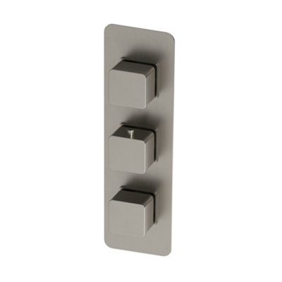 Plum&clay Alberto Square Nickel Concealed Thermostatic Shower Valve Triple Control With Triple Outlet from B&Q