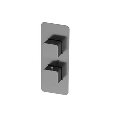 Plum&clay Alberto Square Gun Grey Concealed Thermostatic Shower Valve Dual Control With Single Outlet from B&Q