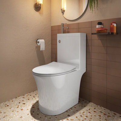 Plum&clay Ajax 2 In 1 Close Coupled Rimless Toilet With Basin & Nickel Tap from B&Q
