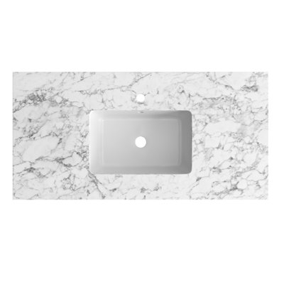 Plum&clay Beckett Inset Ceramic Vanity Basin With White Marble Worktop (W)1000mm from B&Q