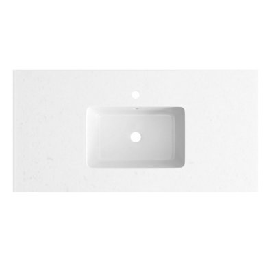 Plum&clay Beckett Inset Ceramic Vanity Basin With White Quartz Worktop (W)1000mm from B&Q