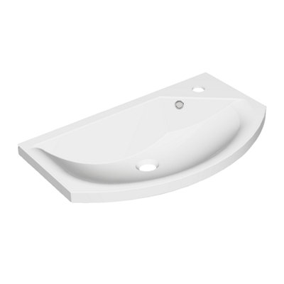 Plum&clay Curved White Semi-Recessed Basin With Corner Tap Hole (W) 60Cm from B&Q