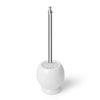 Plum&clay Kingham White Ceramic And Chrome Toilet Brush & Holder from B&Q