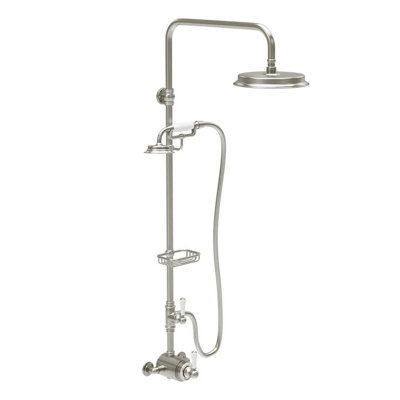 Plum&clay Ashford Nickel Traditional Round Exposed Thermostatic Mixer Shower Set With Fixed Head & Handset from B&Q