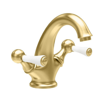 Plum&clay Ashford Gold Traditional Deck-Mounted Bathroom Basin Mono Mixer Tap With Waste from B&Q
