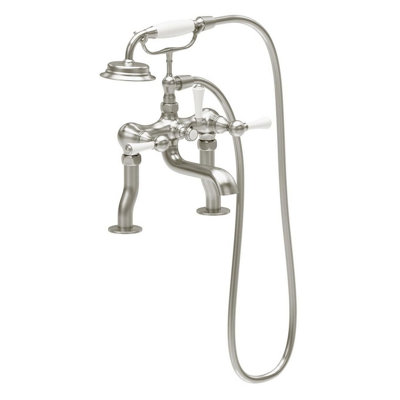 Plum&clay Ashford Nickel Traditional Bath Shower Mixer Tap With Shower Handset from B&Q