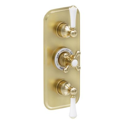 Plum&clay Ashford Gold Traditional Concealed Triple Thermostatic Shower Valve With Diverter & Two Outlets from B&Q