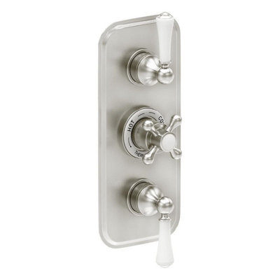 Plum&clay Ashford Nickel Traditional Concealed Triple Thermostatic Shower Valve With Diverter & Three Outlets from B&Q