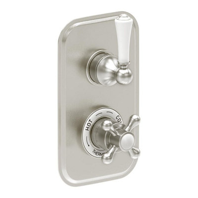 Plum&clay Ashford Nickel Traditional Concealed Twin Thermostatic Shower Valve With Diverter & 1 Outlet from B&Q