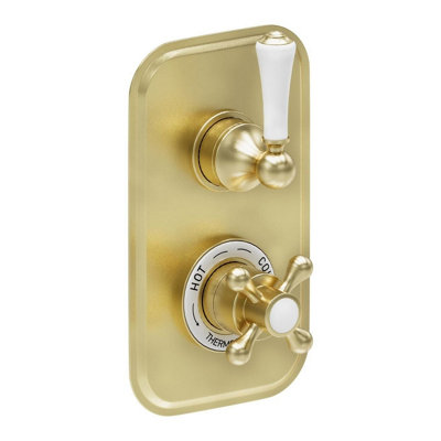 Plum&clay Ashford Gold Traditional Concealed Twin Thermostatic Shower Valve With Diverter & 1 Outlet from B&Q