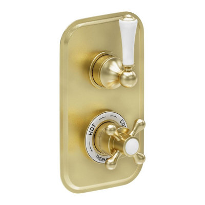 Plum&clay Ashford Gold Traditional Concealed Twin Thermostatic Shower Valve With Diverter & 2 Outlets from B&Q