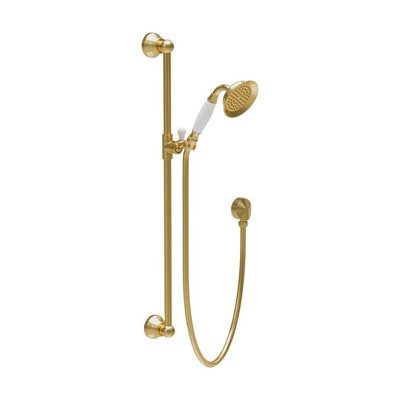 Plum&clay Ashford Gold Traditional Round Shower Slider Rail Kit With Handset from B&Q