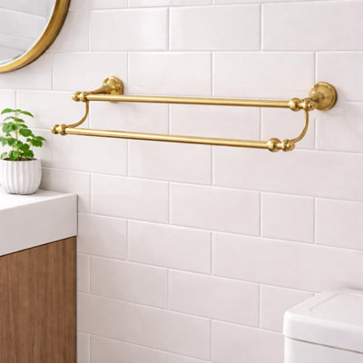 Plum&clay Ashford Gold Traditional Bathroom Wall Mounted Double Towel Rail from B&Q