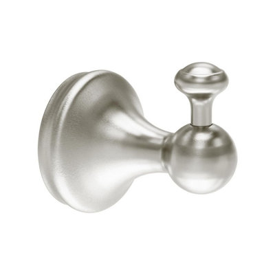 Plum&clay Ashford Nickel Traditional Bathroom Wall Mounted Single Bathroom Robe Towel Hook from B&Q
