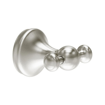 Plum&clay Ashford Nickel Traditional Bathroom Wall Mounted Double Bathroom Robe Towel Hook from B&Q