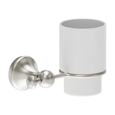 Plum&clay Ashford Nickel Traditional Wall Mounted Toothbrush Holder With Ceramic Tumbler from B&Q