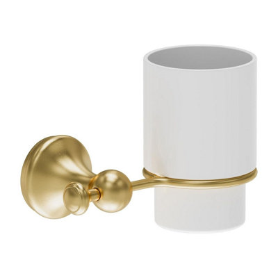 Plum&clay Ashford Gold Traditional Wall Mounted Toothbrush Holder With Ceramic Tumbler from B&Q