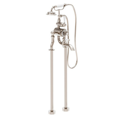 Plum&clay Ashford Nickel Traditional Floor Standing Thermostatic Bath Shower Mixer Tap With Shower Handset from B&Q