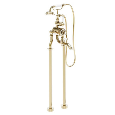 Plum&clay Ashford Gold Traditional Floor Standing Thermostatic Bath Shower Mixer Tap With Shower Handset from B&Q