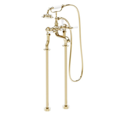 Plum&clay Ashford Gold Traditional Floor Standing Bath Shower Mixer Tap With Shower Handset from B&Q