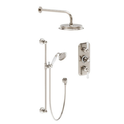 Plum&clay Ashford Nickel Traditional Round Concealed Thermostatic Mixer Shower Set With Fixed Head & Handset from B&Q