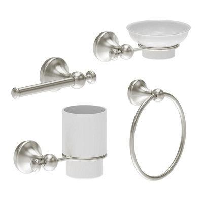 Plum&clay Ashford Traditional Nickel 4-Piece Bathroom Accessory Set from B&Q