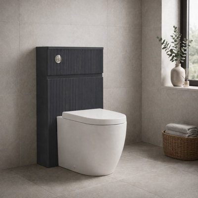 Plum&clay Harper Ribbed Grey Back To Wall Toilet Wc Unit from B&Q