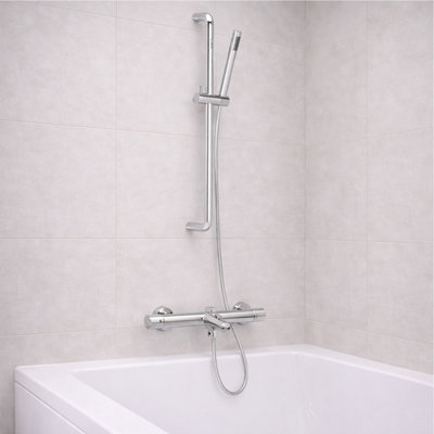 Plum&clay Emilia Chrome Bath Shower Mixer Tap With Shower Slide Rail Kit & Handset from B&Q