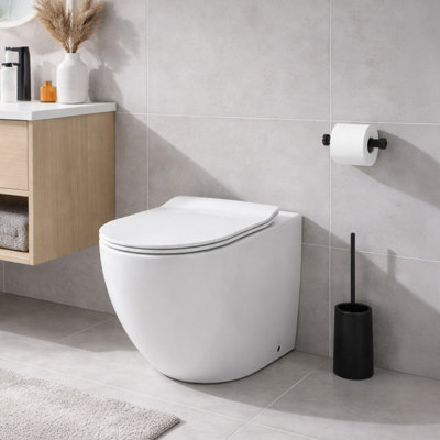 Plum&clay Abel White Rimless Back To Wall Wc Toilet Pan With Soft Close Seat from B&Q