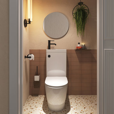 Plum&clay Liora 2 In 1 Close Coupled Rimless Toilet With Basin Inc. Black Flush Button from B&Q