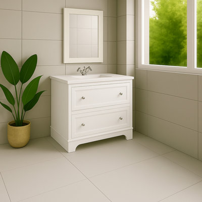 Plum&clay Beckett White Floor Standing Traditional Bathroom Vanity Unit With White Worktop & Ceramic Basin (W)800mm (H)850mm from B&Q
