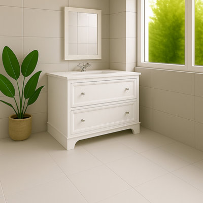 Plum&clay Beckett White Floor Standing Traditional Bathroom Vanity Unit With White Worktop & Ceramic Basin (W)1000mm (H)850mm from B&Q